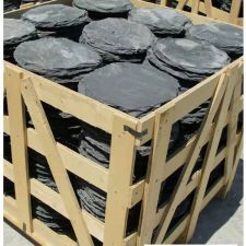Outdoor natural round, rectangular, irregular shape black and rusty patio paving slate stone with broken edges