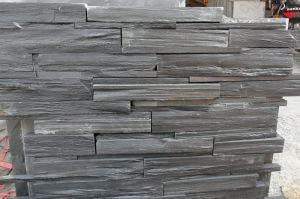 Factory Hot Sale Nature Exterior Culture Stacked Slate Black Natural Ledge Stone