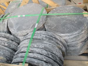 Thick Natural Surface Dia30cm Decorative Garden Stepping Stones Irregular Slate Outdoor Stepping Garden Paving Decorative Stone