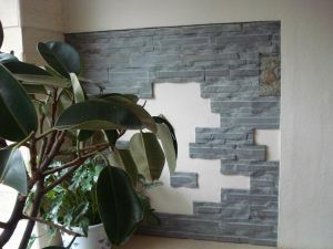 Black slate stone random paving stone wall facade, Stone Veneer, Stone Wall Cladding