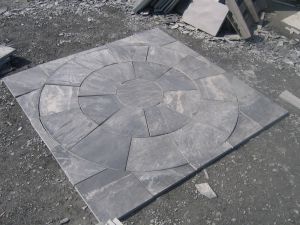 Black Slate Circle Pattern 240x240x2cm with corner